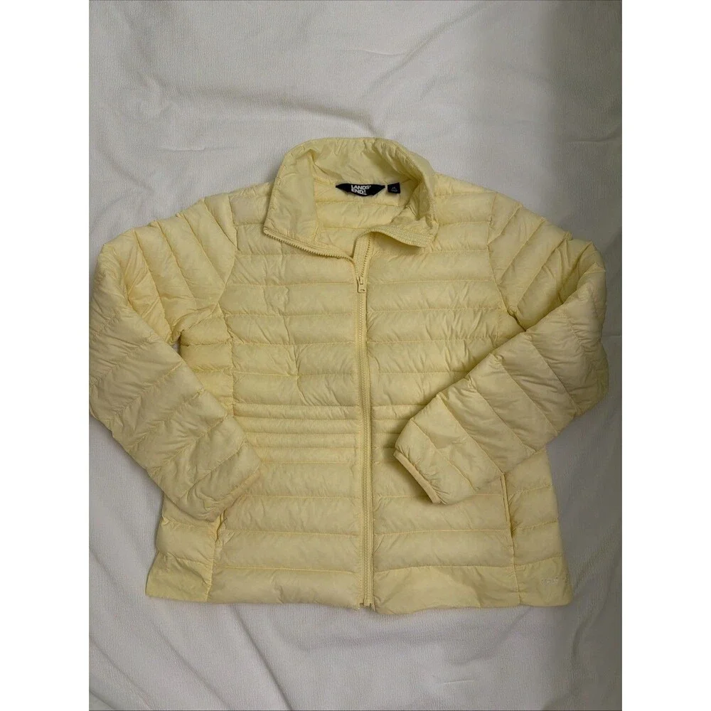 Lands End Medium Kids 10-12 Lightweight Puffer Jacket‎ Yellow